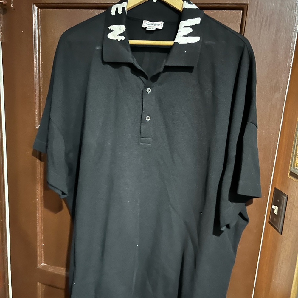 Alexander McQueen Black Polo with White Collar Detail